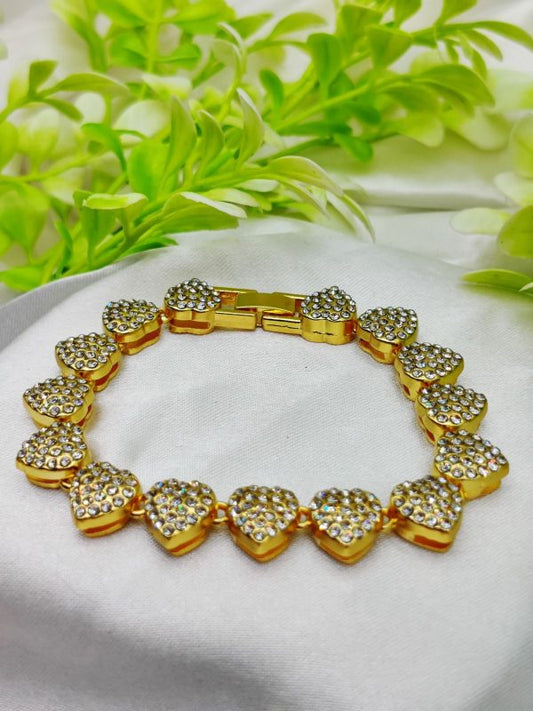 Exquisite Adjustable Heart Crystal Bracelet – Imported Elegance | Best Quality Artificial Bracelet For Girls & Women | Bracelet For Every Occasion | Elegant Design - GOAT Mart