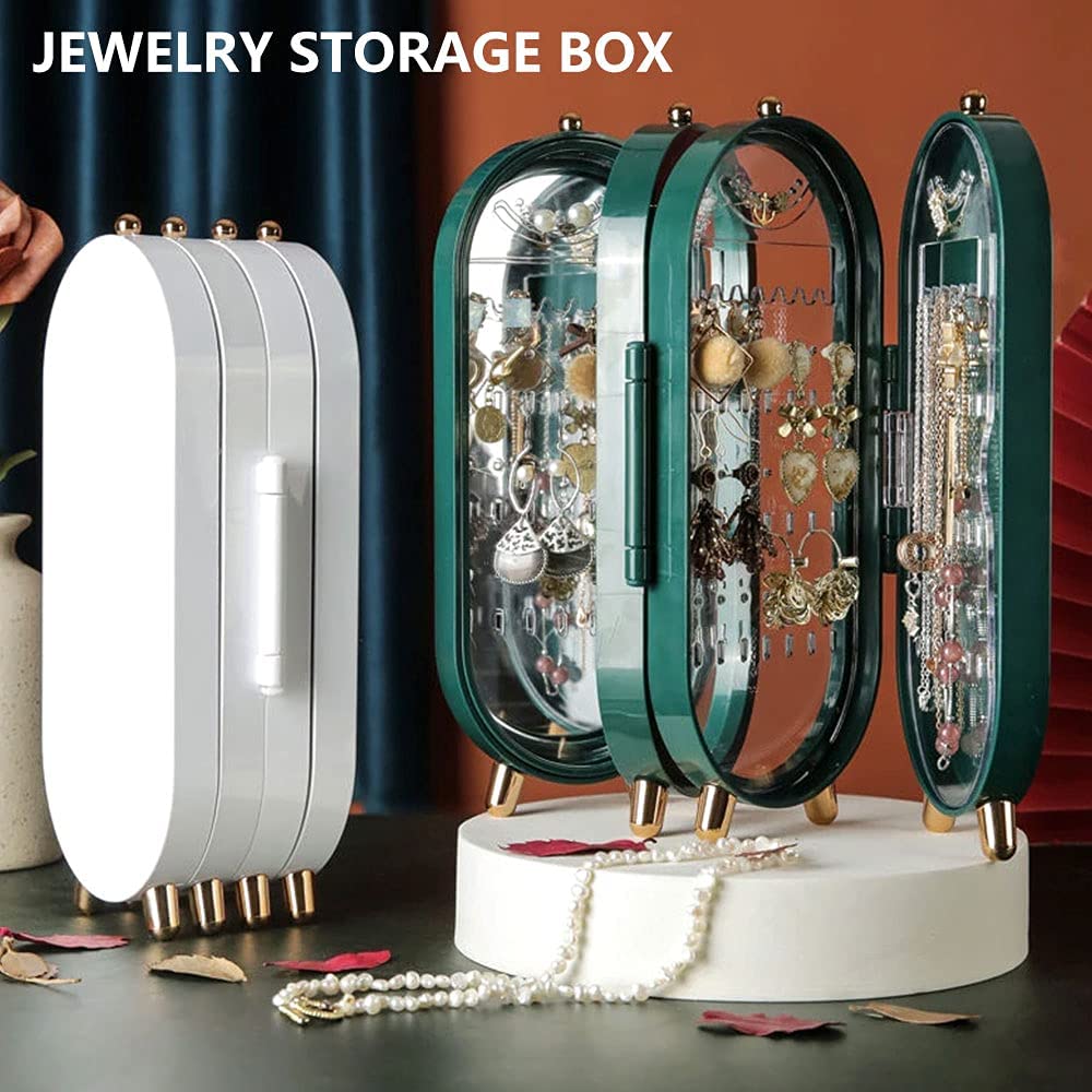 Screen Folding Jewelry Box | Jewelry Cabinet Organizer with Mirror (Random Color) - GOAT Mart