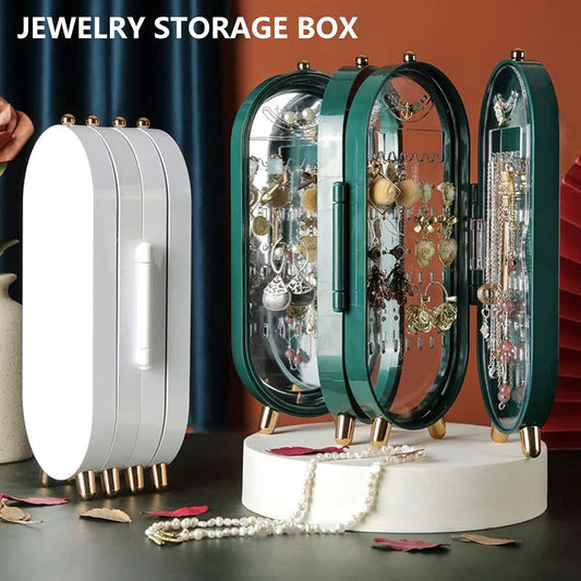 Screen Folding Jewelry Box | Jewelry Cabinet Organizer with Mirror (Random Color) - GOAT Mart