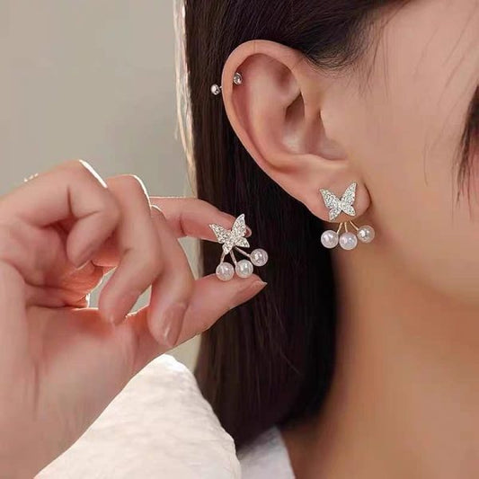 Butterfly Pearl Korean Earring