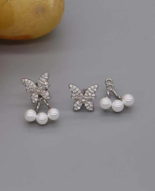 Butterfly Pearl Korean Earring