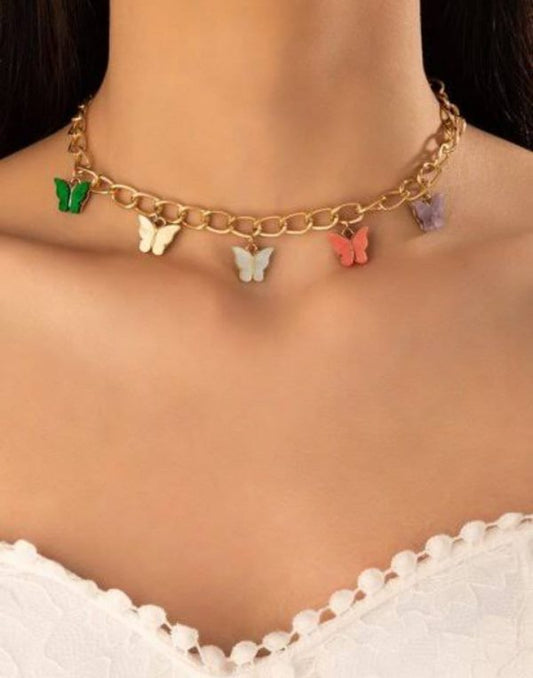 Elegant Multi Color Butterfly Chain Material Alloy