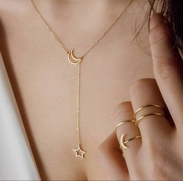Moon & Star Pendant Necklace for Women