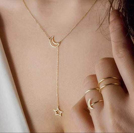 Moon & Star Pendant Necklace for Women