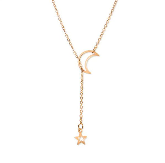 Moon & Star Pendant Necklace for Women